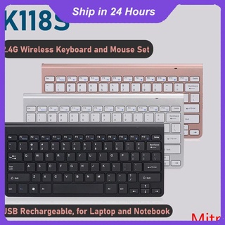 Juego De Teclado y Mouse inalámbrico k118s-2.4g recargable Usb Para Notebook y Notebook Mitra