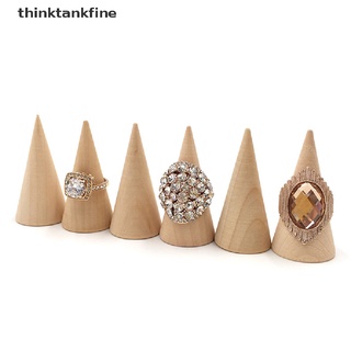 thco 5 Pcs/Set Ring Organizer Wooden Cone Creative Ring Holder Jewelry Display Holder Martijn