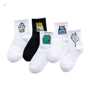 Est 5 pares Harajuku mujeres niñas Hip Hop calcetines de dibujos animados algodón otoño invierno japón Unisex calcetines