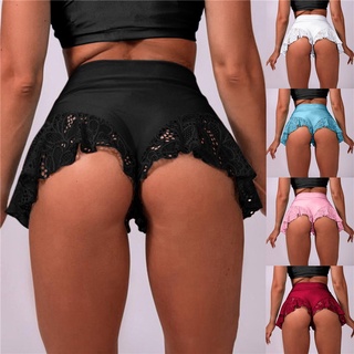 New Women's High Waist Lace Ruffled Dance Shorts Hot Pants Mini Tight Bikini