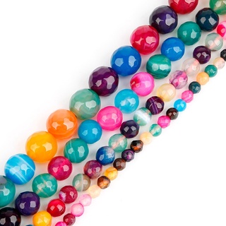 Aryastark 4/6/8/10mm cuentas de piedra Natural facetadas coloridas rayas ágatas Onxy suelto espaciador cuentas para hacer joyas DIY collar pulsera