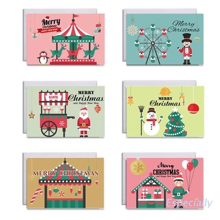 Esp 6 unids/set tarjetas de felicitación navideñas con sobres pegatinas feliz navidad diseños postales de invierno