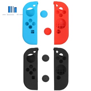 Juego De 2 Protectores De Gel Joy-Con Tapas De Agarre Para Pulgar Para Nintendo Switch-Azul + Rojo Y Negro