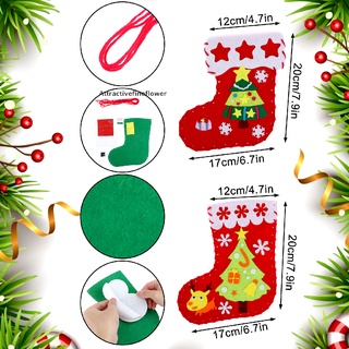 【AFF】 10 Pack Christmas Stocking Sewing Kits Stockings Christmas Santa DIY Sewing Kit 【Attractivefineflower】