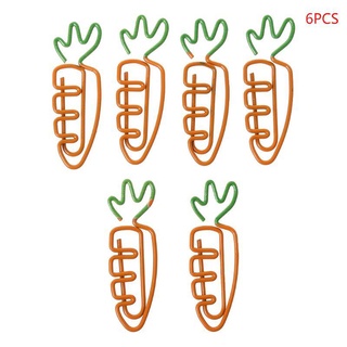 RA 6pcs Creative Kawaii Carrot Shaped Metal Paper Clip Pin Bookmark Stationery School Office Supplies Decoration