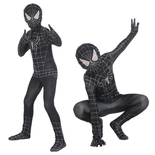 Disfraz de Spiderman de alta calidad, disfraz de Halloween para adultos y niños, ropa de Cosplay 3D de Spandex rojo negro