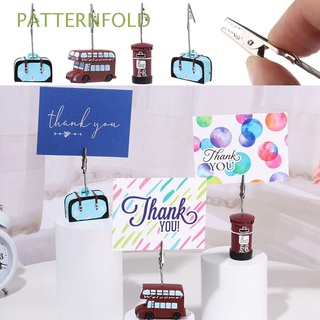 PATTERNFOLD Fashion Retro Message Card Clip Office School Memo Clip Creative Photo Stand Paper Clamp Bus Suitcase Stationery Supplies Desktop Decoration Table Numbers Holder Note Holder