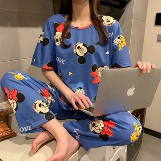 Pijamas Mujer Verano Pantalones De Manga Corta Conjunto De Primavera Y Otoño Estudiante lovel (8)