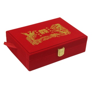 caja de exhibición tradicional de estilo chino para joyas, impresa con patrones de dragón dorado y phoenix, significa una unión armoniosa que dura cien años
