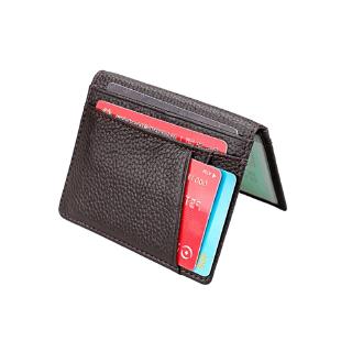 Cartera de cuero nuevo de cuero genuino delgado cartera delgada titular de la tarjeta de crédito caso de identificación bolso bolso