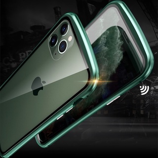 360 protección completa metal magnético caso para apple iphone 12 13 pro max mini doble cubierta de vidrio coque (4)