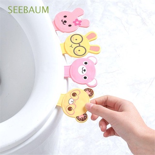 SEEBAUM Accessories Toilet Seat Handle Cute Cartoon Handle Sticker Cover Lifter Portable Lift Handle Toilet Seat Holder Bathroom Avoid Touching 2Pcs Lid Cover Lift (1)