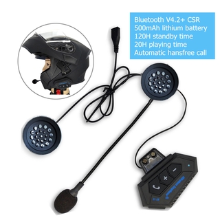 Kit de llamadas telefónicas manos libres para motocicleta Bluetooth 4.2 auriculares inalámbricos intercomunicador estéreo antiinterferencia intercomunicador reproductor de música (4)