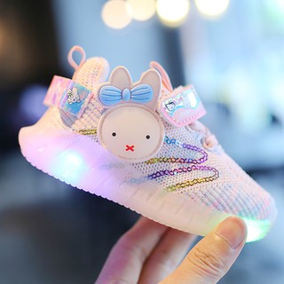 Chica's LED Luz De Dibujos Animados Mosca Tejido Antideslizante Transpirable Ocio Zapatos Deportivos (8)