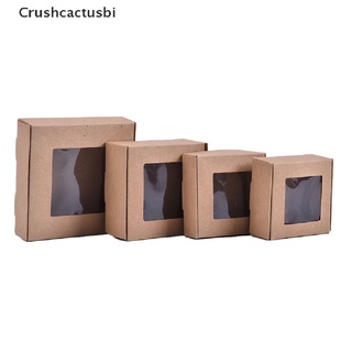 [crushcactusbi] 10 piezas de papel kraft diy caja de regalo con ventana de pvc transparente galletas pastel jabón embalaje venta caliente