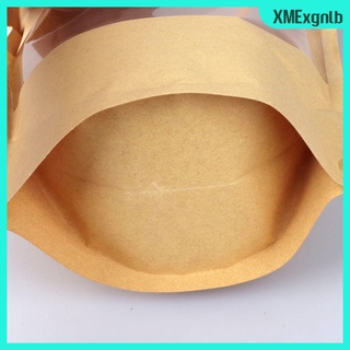 [xmexgnlb] lotes 100 bolsas kraft con sello de ventana bolsa de papel resellable para negocios en el hogar