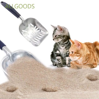 Allgoods - cuchara de arena de Metal para gatos, herramienta de limpieza para cachorros, pala de arena para gatos, mango largo Flexible, suministros para mascotas, aleación de aluminio, limpiador de caca de gatitos, Multicolor