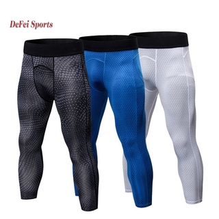 Pantalones de los hombres blanco impreso Pro deportes largos Leggings fresco seco compresión entrenamiento correr gimnasio medias