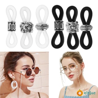 Qinjue 50PCS negro blanco gafas accesorios gancho oreja gafas de goma conectores de cuerda gafas gafas cadena extremos retenedor