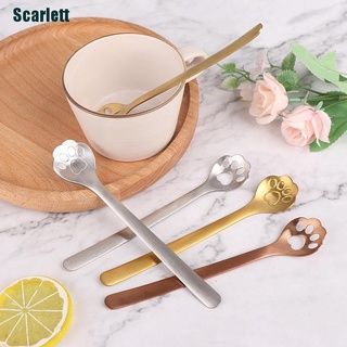 [Scarlett] Cucharas de café en forma de gato de acero inoxidable cucharas de té revolviendo cucharas elegantes