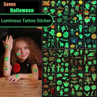 seven (¥)~10pcs halloween luminoso tatuaje cara temporal color niño lindo tatuaje pegatina