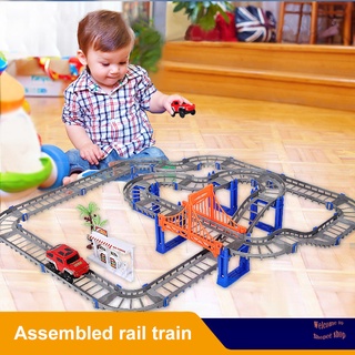 alimentado con batería de tren de carrera operado por pista de coche ferroviario edificio juego conjunto para niños niñas niños