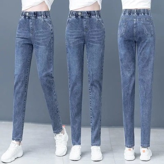 Jeans mujer 2021 primavera y otoño nuevo elástico de cintura alta Harlan pantalones son versátiles, delgados, delgados, elásticos pequeños pantalones largos