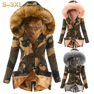 Beauty1 mujer abrigo cálido chamarra Outwear Fur' forrado Trench invierno con capucha gruesa abrigo