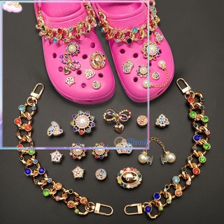 Charms Nube Moda Zapatos Decoraciones Mujeres Niñas Oro Zapato Encantos Bling Cadenas Para Las Ajuste Zueco Sandalias Lindo Regalo Diamante Cristal