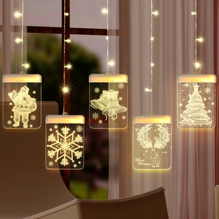 3d luces colgantes decoración de navidad luces led decoración de la habitación luces interiores pequeñas estrellas cortina decoración luces (4)