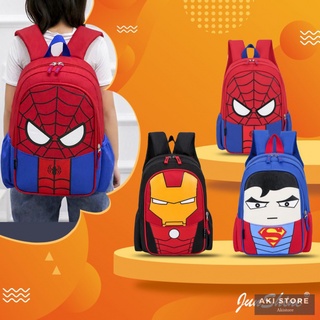 [AKI] Bolso Escolar Para Niños , Hombre Araña , Mochila De Hierro , Capitán Superman , Beg for Kindergarten Primary School Student