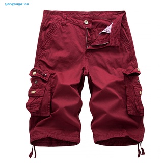 ygy_ casual hombres color sólido verano multi-bolsillos cargo pantalones cortos sueltos quinto pantalones (2)