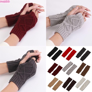 MAX Women Half Finger Gloves Winter Arm Warmer Sleeve Fingerless Gloves Accessories Fashion Outdoor Weave Knitting/Multicolor