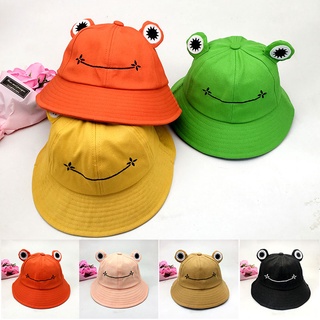sombrero de cubo de verano pescador sombrero de las mujeres al aire libre de algodón lindo sombrero de viaje diseño de rana