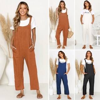 ✨ FuhuangYa 🌫️ Women's Casual Loose Baggy Pocket Jumpsuit Dungarees Playsuit Trousers Overalls