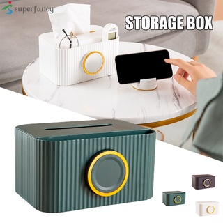 Caja de almacenamiento de pañuelos con soporte para teléfono multifuncional organizador de tejidos para el hogar para cocina sala de estar baño