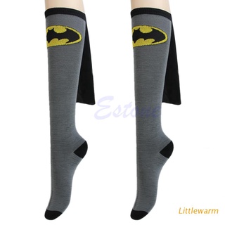 LIT Unisex Super héroe Superman Batman rodilla alta con capa fútbol Cosplay calcetines regalo