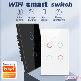 1/2/3/4 gang TUYA WiFi Smart Touch Interruptor De Luz Hogar Botón De Pared 120 * 72 Mm Cable Neutro Para Alexa Y Google Home Assistant Ee.uu . Estándar XIAOY