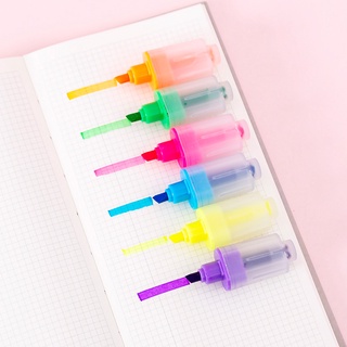 6 unids/set lindo Mini resaltador sonriente pintura pluma marcadores Kawaii papelería escuela suministros de oficina pluma fluorescente shangshu (4)