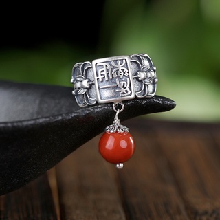 anillos de plata de ley 925 tradicionales hechos a mano ajustables abiertos anillos de ágata roja natural anillo de dedo joyería para mujeres señoras