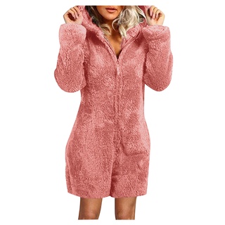 benjanies.co tienda Flash venta CoatWomen manga larga con capucha mono pijamas Casual invierno caliente Rompe ropa de dormir