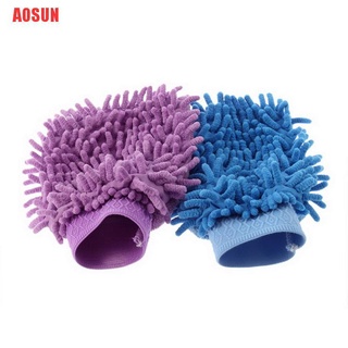 AOSUN Good Auto Care 2 en 1 ultrafino fibra de chenilla de microfibra guante de lavado de coche guante de malla suave respaldo sin rasguños para lavado de coches y limpieza (5)