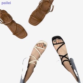 Retro dedo del pie abierto hebilla sandalias de las mujeres s zapatos 2021 nuevo verano plano de fondo suave estudiante tarde noche atado zapatos romanos