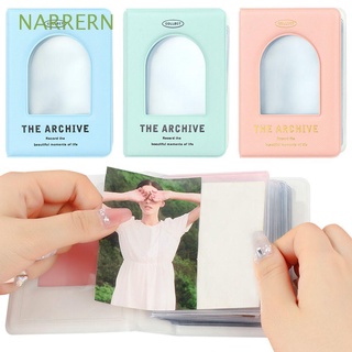NARRERN 40 Pockets|3 Inches Leather Photo Album Hollow Photo Holder Card Holder Mini Photocard Holder Business Card Bag Name Card Book Card Binder Insert Type Receipt Storage/Multicolor
