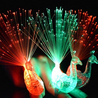 Regalos creativos pavo real pantalla abierta dedo luces de Color decorativo LED niños Q4T8