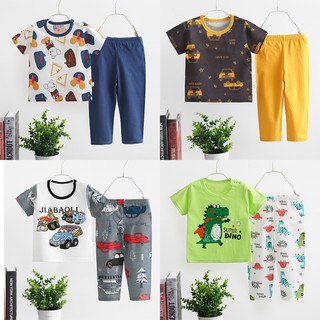 Ready stock cute boys suits with short shirt+long pant for 1-7yrs