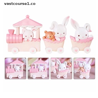 adorno de tarta vasto resina rosa de dibujos animados conejo tren adorno pastel decoración de muñeca para el hogar.