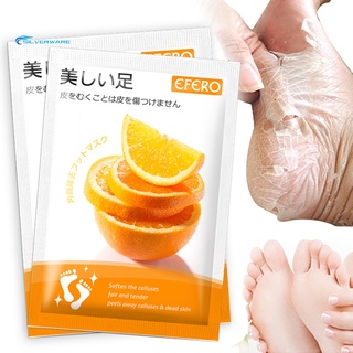 stock 1 par de 35 g pies exfoliante mascarilla delicada hidratante portátil naranja pie peeling calcetín para niña (4)