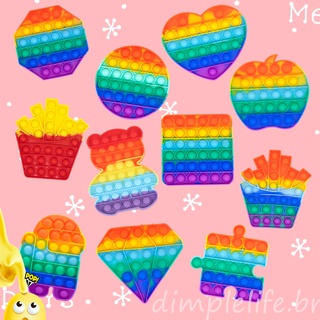 Juguetes de alivio de estrés push Pop It Fidget con colores arcoíris juego educativo Para niños