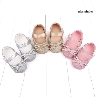 Nice_1 par de zapatos de bebé Bowknot diseño antideslizante de cuero sintético recién nacido cuna zapatos para niñas (5)